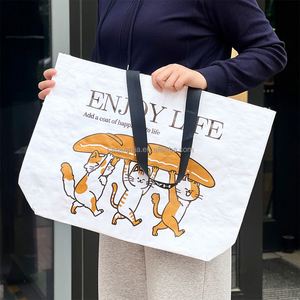 กระเป๋าผ้าทอแบบกันน้ำสั่งทำพิเศษ พร้อมพิมพ์โลโก้ กระเป๋าผ้าทอสำหรับงานแสดงสินค้า และกระเป๋าช้อปปิ้งขนาดใหญ่ - Product Image 4