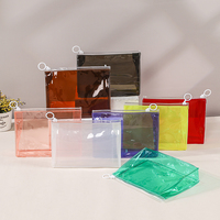 Pochette zippée en PVC couleur personnalisée avec anneau de traction, à soufflet, pour le rangement et l'organisation de cosmétiques, bijoux et petits articles, vente au détail