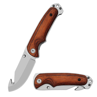 Couteau de camping portable le plus vendu, manche en bois, lame en acier inoxydable à pointe tombante, qualité industrielle, personnalisable OEM