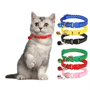 <span class=keywords><strong>Collar</strong></span> de perro de nailon con estampado de leopardo para cachorros pequeños de moda, poliéster con plástico recubierto y campana pequeña de colores para gatos - Product Image 6