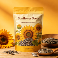 Sachet refermable personnalisé imprimé tournesol avec trou de suspension, en plastique de qualité alimentaire, pour l'emballage de 150g de graines de tournesol, noix et snacks