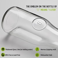 Ensemble de 4 carafes en verre transparent de 1 litre avec couvercle pour servir les boissons