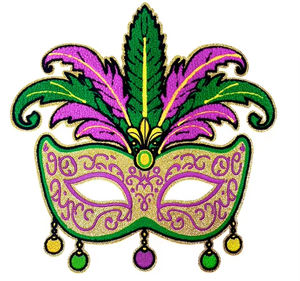 Wholesale Sell Large Mardi Gras Glitter Bow <b>Letter</b> Mask Sequin Chenille Patches Carnival Custom Sequin Patch Iron <b>On</b> Clothing - Product Image 4