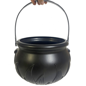 Cubo de Dulces de Plástico Negro Multifuncional con Diseño de Llama para Halloween y Pascua, Decoración para Fiestas, 25x16.5cm, Oferta - Product Image 2