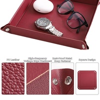 Plateau de rangement et de service carré pliable de luxe personnalisé en similicuir PU pour bijoux et objets divers, pour la décoration intérieure