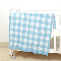 Couverture en tricot pour bébé 100% coton à carreaux gingham, tissée jacquard, douce, pour emmailloter les nouveau-nés, à utiliser dans la crèche, décoration de la chambre d'enfant