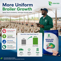 Prémélange pour poulets de chair, alimentation équilibrée pour une croissance uniforme, pour mélange en usine et application en ferme, sac tissé d'exportation de 25 kg