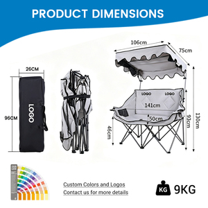 Silla de Camping Doble con Toldo, Precio al por Mayor, Compra al por Mayor, Plegable, para 2 Personas, Directo de Fábrica - Product Image 5