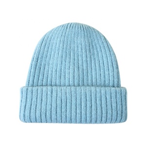 Qualité supérieure Angora fourrure tricoté Mohair Double couche Beanie chapeau casquette mode hiver 3D broderie point pour les affaires de plage - Product Image 5