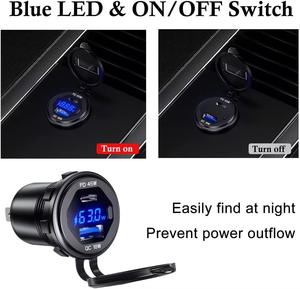 45W USB-C +18W QC3.0 ซ็อกเก็ตกันน้ำ |   โวลต์มิเ<span class=keywords><strong>ต</strong></span>อร์<span class=keywords><strong>แบ</strong></span>บ LED และสวิ<span class=keywords><strong>ต</strong></span>ช์สำหรับยานพาหนะ <span class=keywords><strong>12</strong></span>/24V - Product Image 5