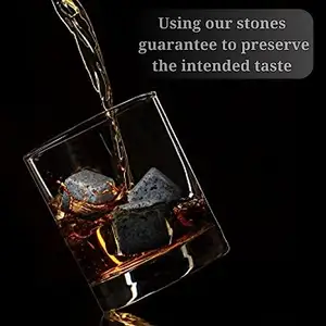 Premium Whiskey Stones 100% Natural Granite Set Of 6 Chilling Rocks Stone Reusable Ice Cubes For Drinks