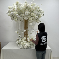 SMOOTH élégant mariage artificielle grande roue soie fleur blanche rangée coureur pièce maîtresse pour mariage
