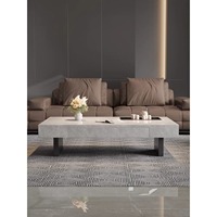 Table basse en pierre frittée durable, résistante à la chaleur et aux rayures, style moderne minimaliste, plateau en ardoise, table à thé avec plateau écologique