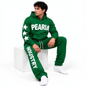 Conjunto Deportivo de Invierno para Adultos, Unisex, Ligero, de Poliéster/Algodón de Alta Calidad, con Sudadera con Capucha y Corte Holgado, Estampado Verde - Product Image 5