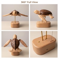 Figurine cinétique en bois de tortue marine mobile, sculptée à la main, décoration en gros pour musées, boutiques de cadeaux et commerces de détail