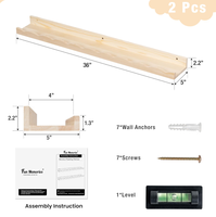 Étagère murale en bois pour chambre d'enfant, lot de 2 étagères murales pour livres, décoration intérieure, cuisine, épices, naturel