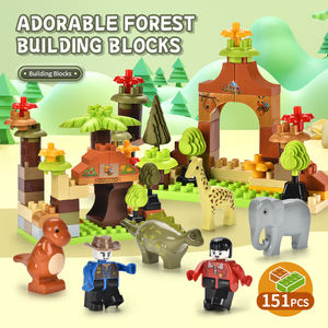 151ชิ้น DIY ป่าการเดินทางอาคารของเล่นสำหรับเด็กตลกการศึกษาสัตว์สวนบล็อกอาคารไดโนเสาร์ช้างและ Giraf - Product Image 2
