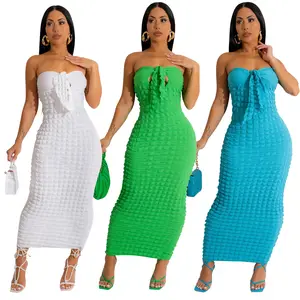 2023 femmes robes vêtements d'été femmes couleur unie plaine Boob bustiers moulants robes décontractées