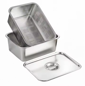 Moderne 32*22 Carré En Acier Inoxydable 304/201 Plateau Perforé En Métal Profond Cuisson Plateau De Nourriture pour La Maison Hôtel <span class=keywords><strong>Restaurant</strong></span> Usine - Product Image 6