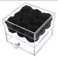 Boîtes de rangement de fleurs acryliques transparentes carrées personnalisées, boîtes cadeaux en acrylique Rose