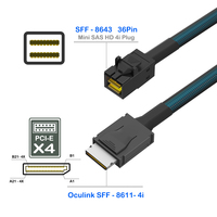 OCuLink SFF-8611 zu SFF-8643 Mini SAS HD Kabel, Server-Festplatten-Backplane-Verbindungskabel, Geflochtene Hülle Abgeschirmtes Kabel