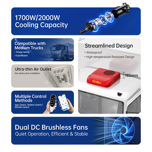 เครื่องปรับอากาศติดหลังคารถยนต์ไฟฟ้า 12V 24V สำหรับจอดรถยนต์ รถบ้าน รถบรรทุกขนาดกลาง พร้อมคอมเพรสเซอร์ - Product Image 2