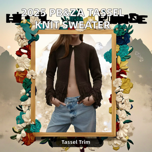 PB & ZA mujeres 2025 Chic Tops Vintage manga larga abrigo de punto suéter con botón de borla nueva moda prendas de vestir exteriores para otoño - Product Image 2