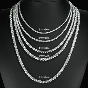 Collares de Plata de Ley 925 con Moissanita VVS de Color D de 2mm-6mm, Cadenas de Tenis de Moissanita Estilo Hip Hop Iced Out al por Mayor - Product Image 1