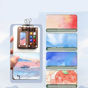 Set <span class=keywords><strong>di</strong></span> <span class=keywords><strong>Disegno</strong></span> per Bambini, Mini Tavolozza per Acquerelli da Viaggio, Scatola in Legno con Clip - Product Image 2
