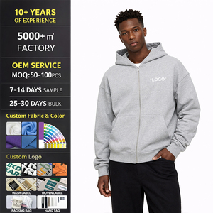 Felpe <span class=keywords><strong>con</strong></span> Cappuccio e Zip <span class=keywords><strong>con</strong></span> <span class=keywords><strong>Logo</strong></span> Personalizzato, Pullover Spesso Senza <span class=keywords><strong>Stampa</strong></span>, <span class=keywords><strong>Stampa</strong></span> a Rilievo, Pesante e Boxy di Alta Qualità <span class=keywords><strong>con</strong></span> Cerniere - Product Image 4