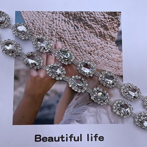 Cadena de Cristal Plateado RYL, Adorno de Diamantes de Imitación, Cinta Metálica, Decoración para Vestidos de Novia, Accesorios de Ropa - Product Image 3