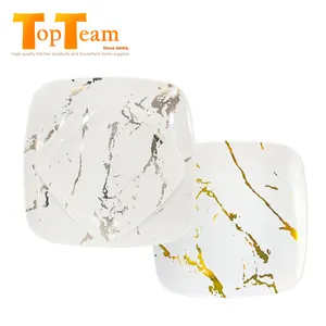 7/9/10Inch New Arrival Marble Design Plates Tray Custom Plastic Food Plate Dishes For Party Wedding Plastic Plates