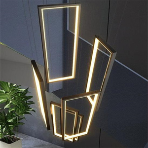 JYLIGHTING rettangolo in metallo semplice moderno soggiorno a led oro nero lampadari a soffitto e luci a sospensione luci scale - Product Image 4