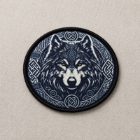 Écusson tissé personnalisé Tête de loup nordique, style tactique, badge moral, patch en tissu auto-agrippant pour sacs, uniformes et équipements