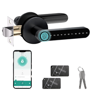 Smart Tuya Fingerprint Lever Handle <b>Lock</b> with App Control Keyless Entry <b>Digital</b> Door <b>Lock</b> for Wooden Door Hotel Office - Product Image 1
