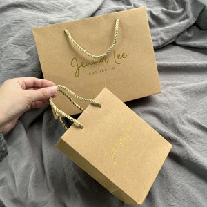 Custom Gold Foil Hot Stamping Kraft Paper Shopping Bags Twisted Paper Rope Handle For Candle Cosmetic Boutique Brand Packaging - Product Image 5