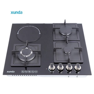 Xunda Table de cuisson hybride domestique à gaz et électrique 3 gaz 1 <span class=keywords><strong>plaque</strong></span> de cuisson électrique encastrée cuisine quatre cuisinières cuisinière à gaz vente en gros - Product Image 1