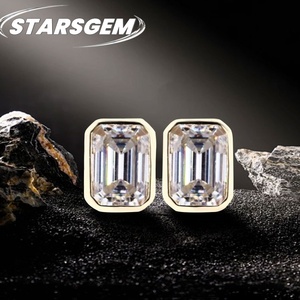 Starsgem 4x6mm gevşek zümrüt kesim lab yetiştirilen elmas mozanit elmas küpe 9k/10k/14k/18k çerçeve küpe damızlık Eemerald kesim - Product Image 1