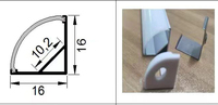 16MM Coin Led Profil Vente Chaude 45 Degrés Angle En Aluminium Led Diffuseur Canal Pour L'éclairage Intérieur
