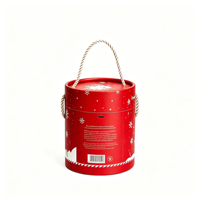 Grande boîte ronde en carton rigide pour pommes avec poignée, pour cadeau de fruits, emballage de Noël, logo personnalisé
