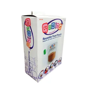 사용자 정의 디자인 빈 Doypack 패키지 상자 주스 우유 과일 퓌레 아기 음식 포장 주둥이 파우치 포장 디스플레이 종이 상자