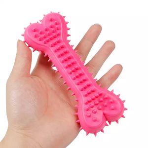 Denti resistenti ai morsi pulizia a forma di osso in gomma da masticare TPR cane giocattolo - Product Image 6