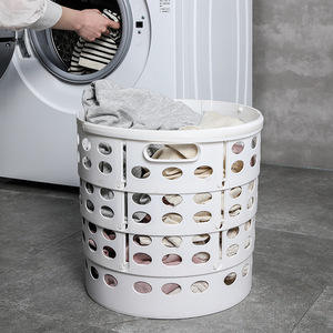 Cesto de ropa plegable, cesta de almacenamiento redonda de plástico para baño, organizador de ropa, contenedor de ropa sucia plegable de un solo nivel - Product Image 3