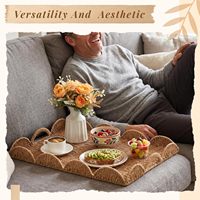 Plateau en corde de papier à bords ondulés, plateau tissé pour table basse, idéal pour la décoration intérieure, parfait pour la maison pour ranger le thé, les collations et les friandises