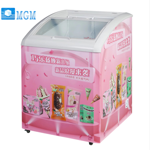 Congélateur commercial à coffre profond avec porte vitrée incurvée, <span class=keywords><strong>petit</strong></span> congélateur à glace pour supermarché, congélateur pour produits surgelés - Product Image 1