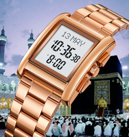 Montre musulmane carrée SKMEI 2092 avec rappel de l'heure du Hajj, direction de la Qibla, alarme et calendrier, étanche à 30 m, montre de prière islamique