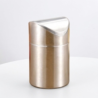 Poubelle de toilette compacte en acier inoxydable avec couvercle basculant pour bureau ou table – Design élégant et moderne