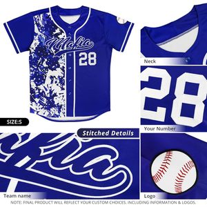 Camiseta de béisbol personalizada con estampado sublimado que absorbe la humedad, unisex, manga corta, nombre del equipo 00, ajuste regular - Product Image 3