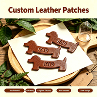 Étiquettes personnalisées en cuir véritable pour chiots, pressées à chaud, écologiques, pour chapeaux, accessoires de vêtements à coudre, vente en gros, OEM, faible MOQ