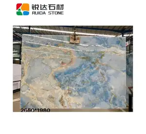 RUIDA STONE Factory Directly Supply Natural Marble Tiles High End Indoor Wall Decorating Blue Onyx Slabs